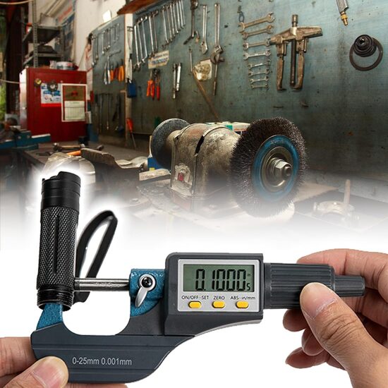 0-25 mm digitālais mikrometrs, 0,001 mm precizitāte, pelēks