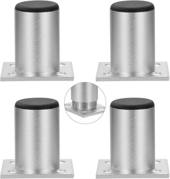4 apaļas, regulējamas mēbeļu kājas, 6 cm