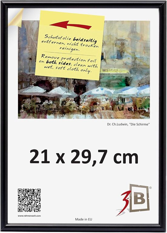 Plastmasas bilžu rāmis, melns, 21 x 29,4 cm (A4)