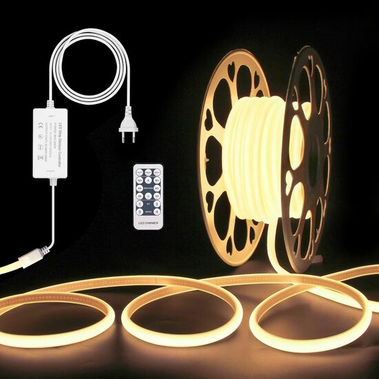 10 m COB LED lente, silti balta