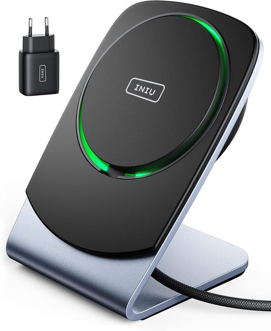 INIU magnētiskā uzlādes stacija 15 W, MagSafe, iPhone 12-15 sērijai