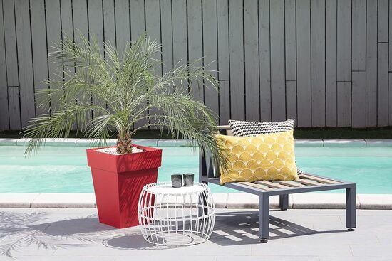 EDA - kvadrātveida Toskānas puķu pods 50 cm, tilpums 87 l, 49,5 x 49,5 x 52,5 cm, rubīna sarkans