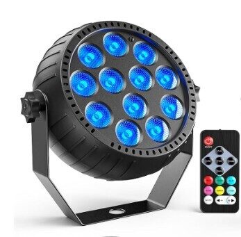 Uzlādējams RGB PAR 12 LED prožektors ar pulti