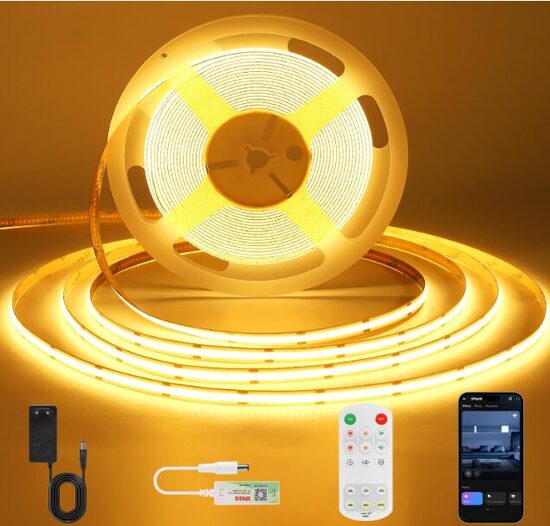 Viedās lietotnes COB LED lente 10 m, silti balta