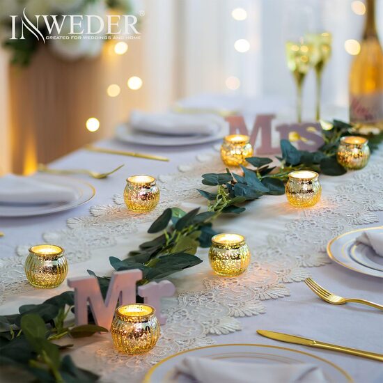 Stikla tējas sveču turētājs, zelta