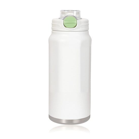 Nerūsējošā tērauda ūdens pudele 750 ml, ar salmiņu, balta