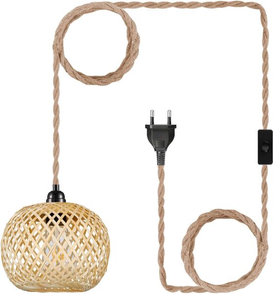 EcoGehen Vintage piekarināmā lampa ar spraudni, E27, 450 cm kabelis