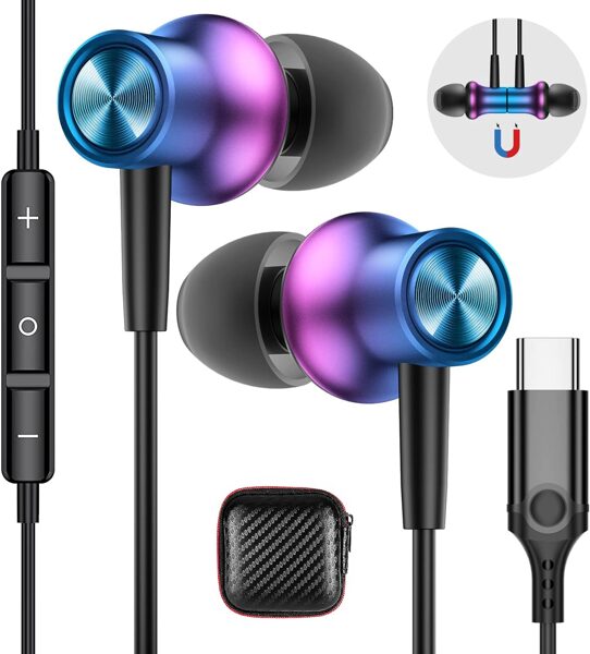 C tipa USB austiņas ar mikrofonu In-Ear