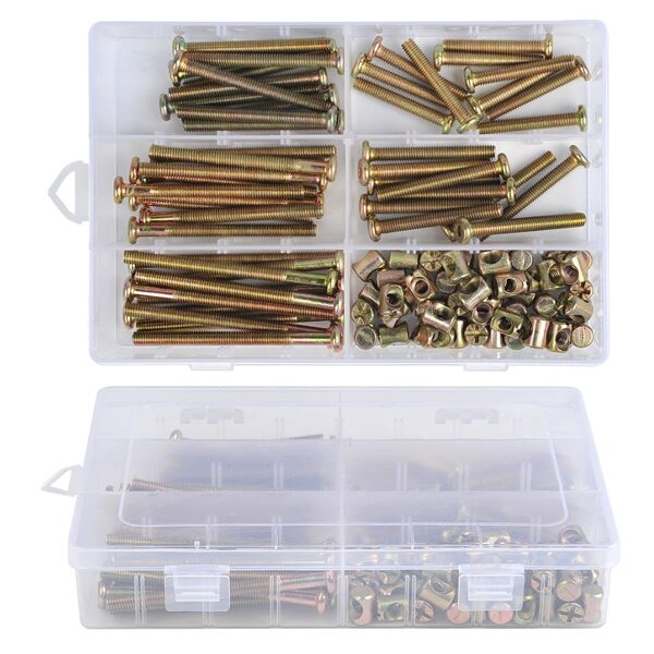 100 gab skrūvju un mucu uzgriezņu komplekts, 40 mm/ 50 mm/ 60 mm/ 70 mm/ 80 mm