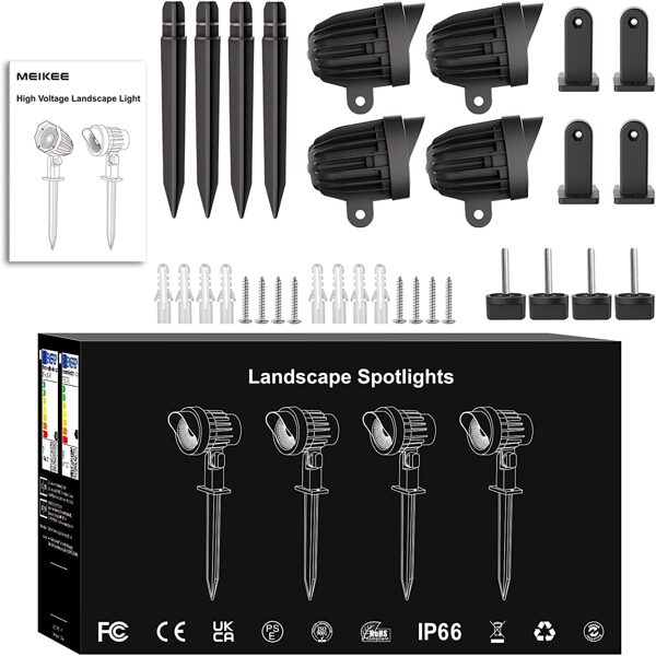 7 W dārza apgaismojums ar zemes smaili silts balts 500 LM 2700 K 4 GAB